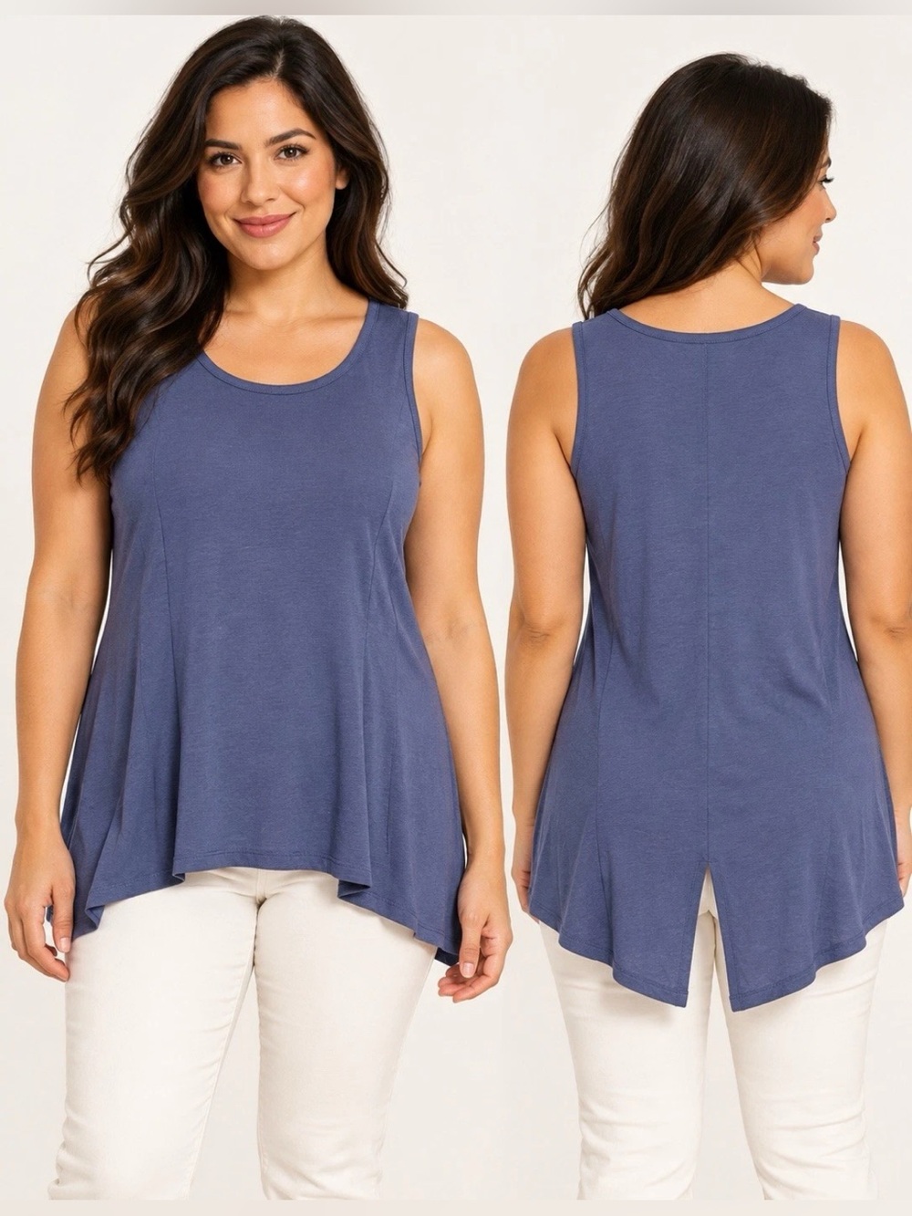 AnyBody Cozy Knit Jersey Split Back Tank Navy US Size Medium, A724994